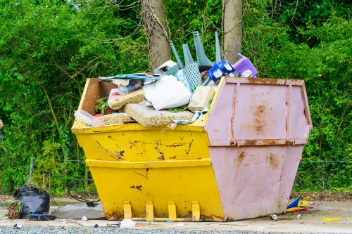 Skip bin placed at a construction site in Merton